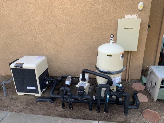 New pump, filter, heater, automation control panel, and salt system.