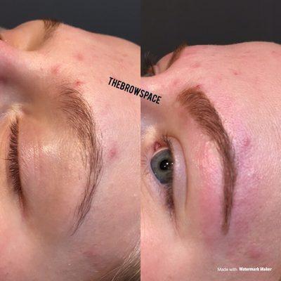 Before & After brow wax + pencil fill in service.