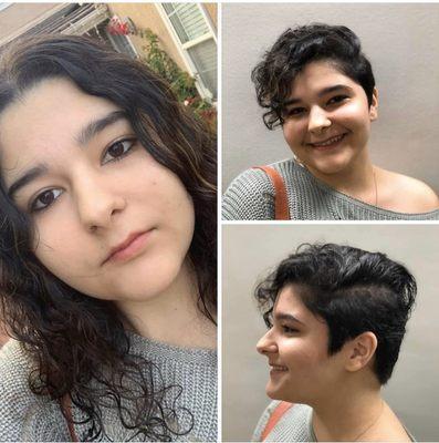 Beautiful pixie transformation for curly hair