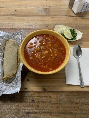 Menudo with homemade corn tortillas