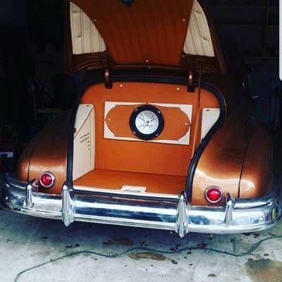 Custom trunk and speaker box for this 1947 Streamliner!