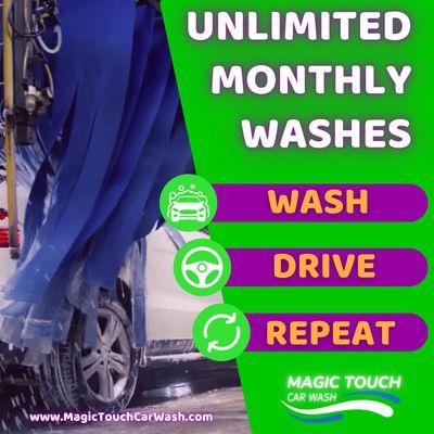 Join our Unlimited Monthly Club and
wash your vehicle every day of the month!
https://bit.ly/3tteCfb