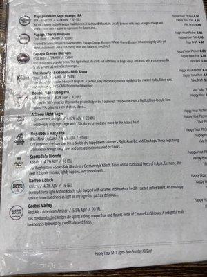 Beer list.