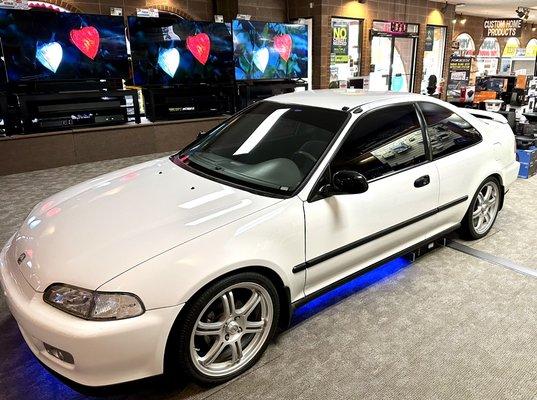 Custom installation in our showroom display Honda Civic