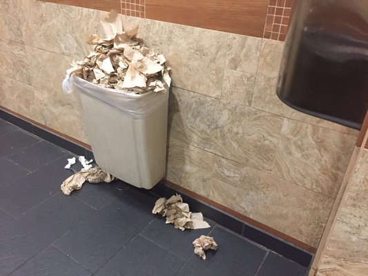 Men's restroom, 8-13-17. Not clean at all. Nasty.