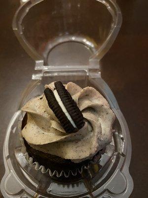 Beautifully presented cookies and cream cupcake