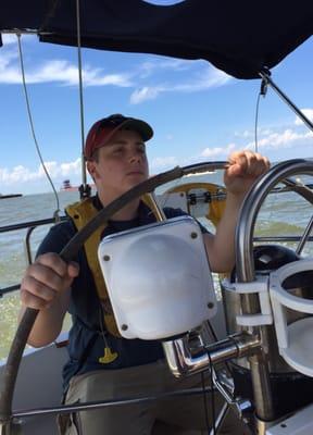 Motoring in the Houston ship channel.