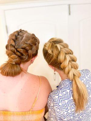 Mama/daughter w/ Dutch braids & pull through