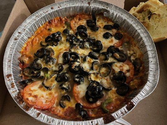 Veggie Pizza Bowl with extra olives