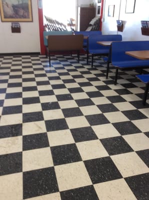 Removed everything of  tile floor Dinning room ,stripped clean and re-coated  with commercial  wax.