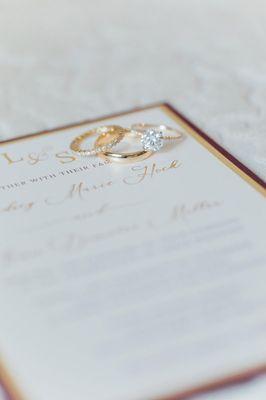 Gold foil and burgundy wedding invitation for an elegant fall wedding