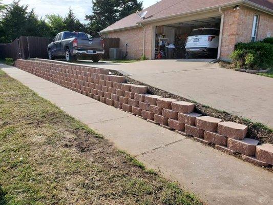 Retaining wall after