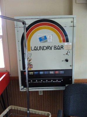 Laundry soap vending machine and also please note that inside there's a soda and snack machine available!