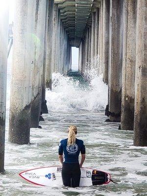 Event Photo for Vans Triple Crown in Huntington Beach, CA - Sage Erickson right before she did her winning run.