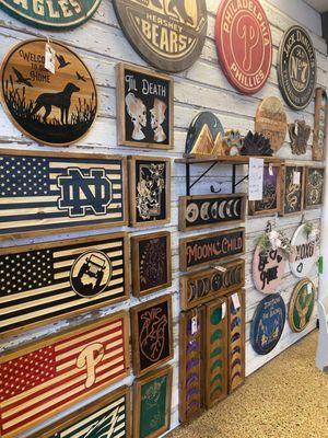 Locally made wood signs and wood rounds