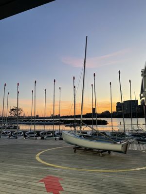 Dock and boats at sunset (including demonstration boat)