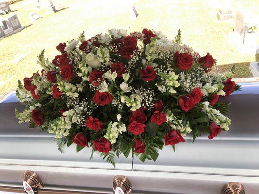 Red Roses Casket Spray