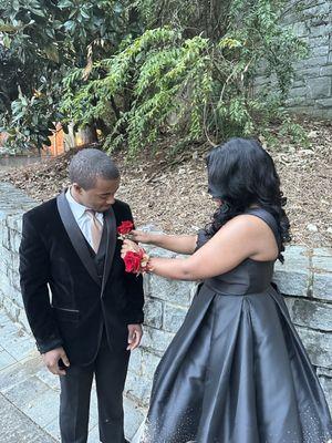 Corsage and boutonnière...at the pre-prom photoshoot