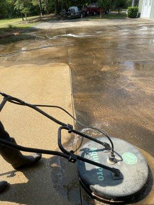 Concrete driveway cleaning.