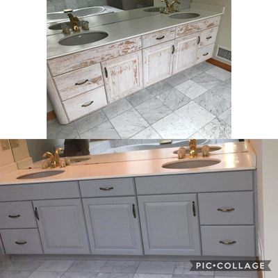 Sanded and repainted vanity