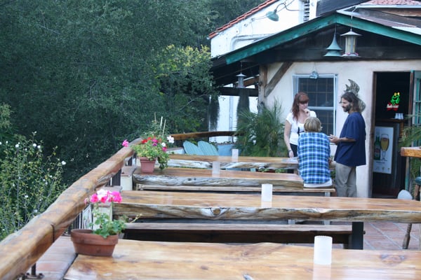 Beautiful outdoor seating, with creepy guy tossed in...