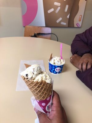 Chocolate chip cookie dough waffle cone