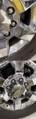 Oxidized chrome wheel before and after.