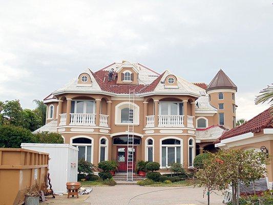 Construction stage of a beautiful mansion.