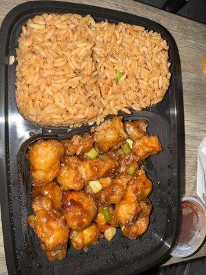 General Tso Chicken and Plain Fried Rice