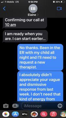 Text communication with an unprofessional therapist cont'