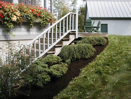 plantings along a sloped home entrance