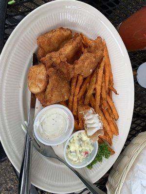 Cod with sweet potato fries