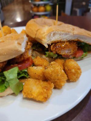 Shrimp Po Boy with Tots! Yummy!