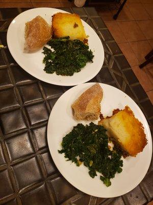 Beef Shepherds Pie with Sauteed Kale and Epi Baguette