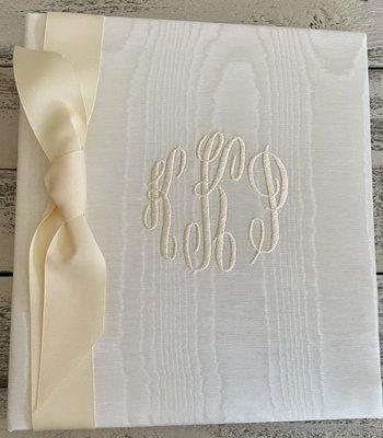 Monogrammed wedding book with wedding journaling pages plus shower, guest, gift and photo pages from; waycooldesigns.com. 972-222-7600 Susie