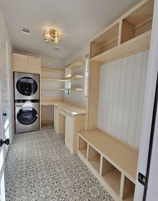 Custom cabinets and shelves for a Laundry room