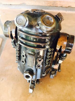 R2D2 scrap metal sculpture (handmade), unique steam punk character - awesome gift idea...