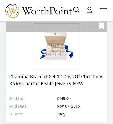 CHAMILIA BRACELET SET 12 DAYS OF CHRISTMAS RARE Charms & BEADS NEW