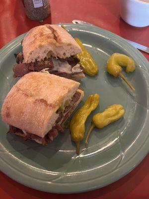 Spicy Roast Beef Sandwich. Delicious especially with those lil peppers.