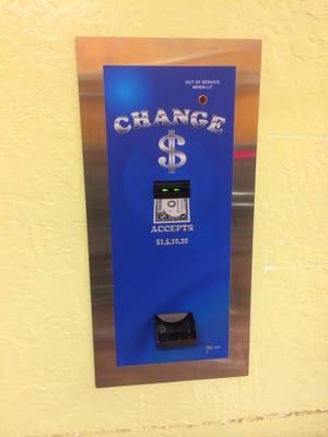 Change machine, no cards.