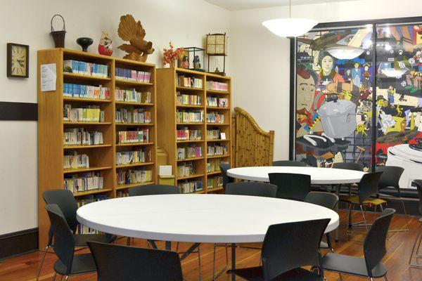 The library and reading space is located on the main floor of the West building of the Japanese Cultural & Community Center of Washington.