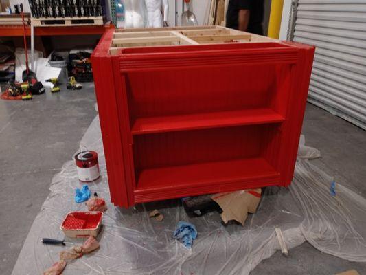 Bookshelf centerpiece of kitchen