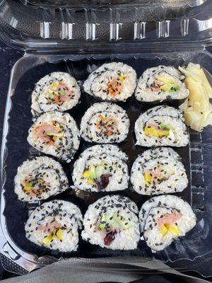 Smoke salmon veggie rolls $12.00