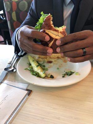 Grilled Chicken Sandwich on Pretzel bread