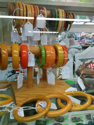 Bakelite bracelets, $5-10.