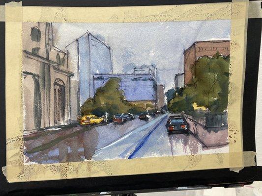 Quick sketch in watercolor and gouache by Cliff Austin