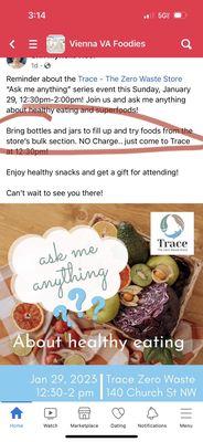 Event promotion - bring bottles and jars to fill and try foods...NO charge.