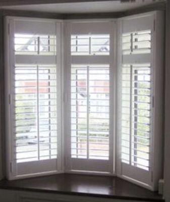 Custom Shutters -Faux wood White -Crown molding