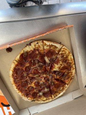 Three meat pizza