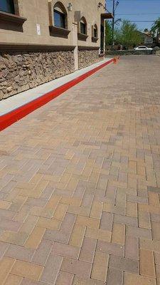 Painted red fire lane curbs